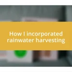 How I incorporated rainwater harvesting