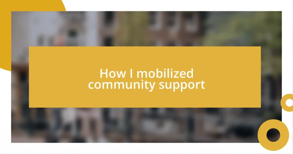 How I mobilized community support