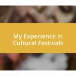 My Experience in Cultural Festivals