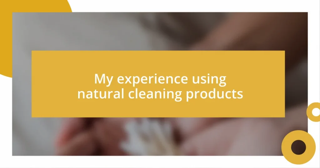 My experience using natural cleaning products