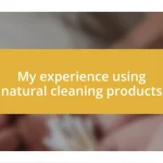 My experience using natural cleaning products