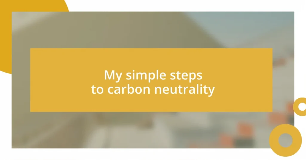 My simple steps to carbon neutrality