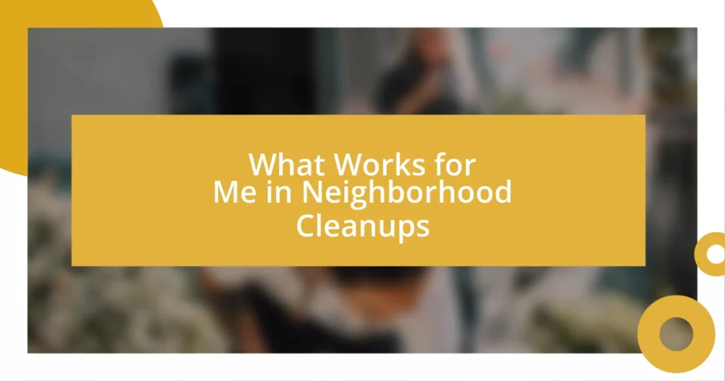 What Works for Me in Neighborhood Cleanups